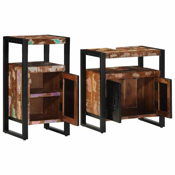 Badezimmermöbel Set mit Tür 2 pcs Braun recyceltes Massivholz
