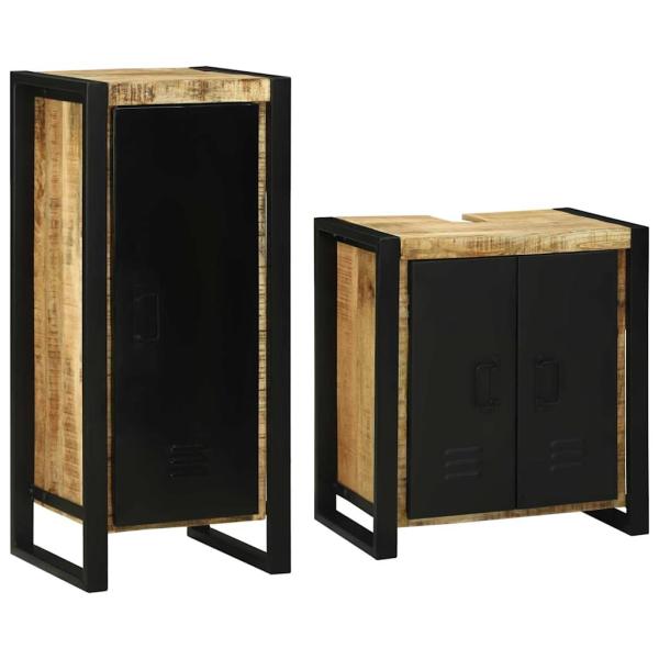 Badezimmermöbel Set mit Tür 2 pcs Braun Massives Mango-Holz