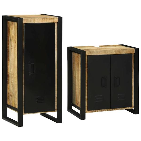 Badezimmermöbel Set mit Tür 2 pcs Braun Massives Mango-Holz