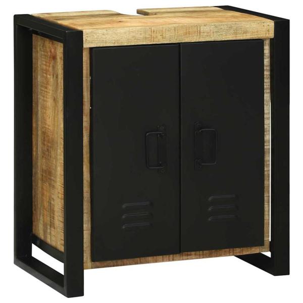 Badezimmermöbel Set mit Tür 2 pcs Braun Massives Mango-Holz