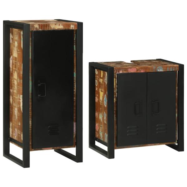 ARDEBO.de - Badezimmermöbel Set 2 pcs Mehrfarbig Massives recyceltes Holz