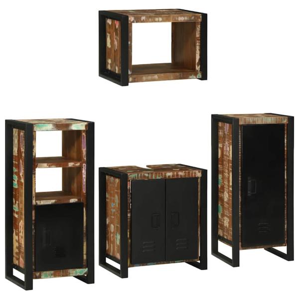 Badezimmermöbel Set 4 pcs Mehrfarbig Massives recyceltes Holz