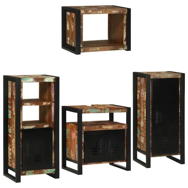 Badezimmermöbel Set 4 pcs Mehrfarbig Massives recyceltes Holz