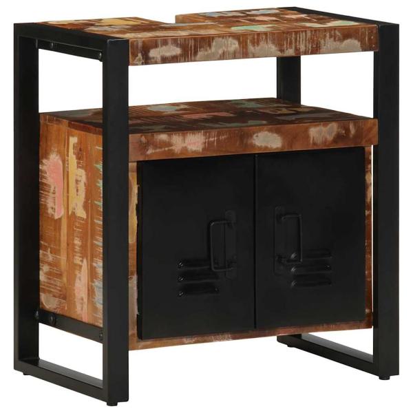 Badezimmermöbel Set 4 pcs Mehrfarbig Massives recyceltes Holz