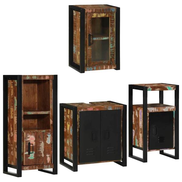 ARDEBO.de - Badezimmermöbel Set 4 pcs Mehrfarbig Massives recyceltes Holz