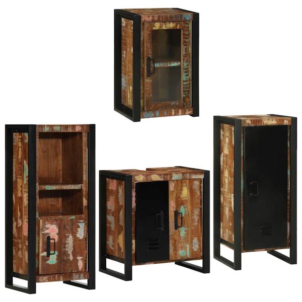 ARDEBO.de - Badezimmermöbel Set 4 pcs Mehrfarbig Massives recyceltes Holz