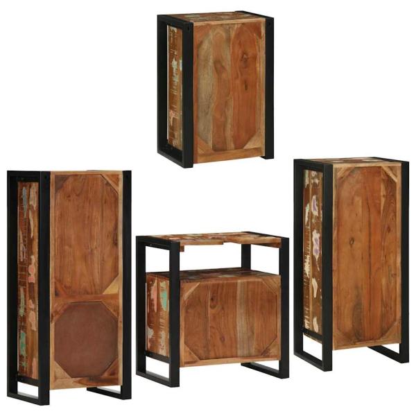 Badezimmermöbel Set 4 pcs Mehrfarbig Massives recyceltes Holz