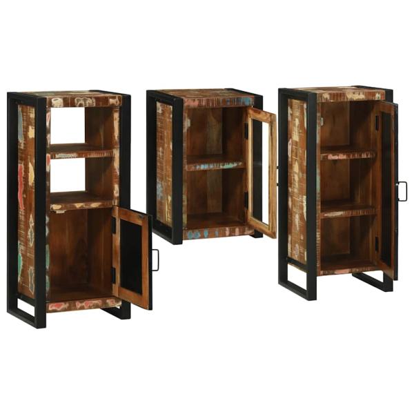 Badezimmermöbel Set 3 pcs Mehrfarbig Massives recyceltes Holz