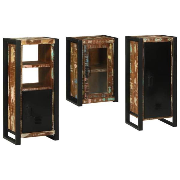 Badezimmermöbel Set 3 pcs Mehrfarbig Massives recyceltes Holz