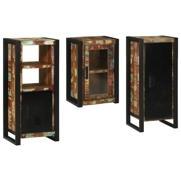 Badezimmermöbel Set 3 pcs Mehrfarbig Massives recyceltes Holz