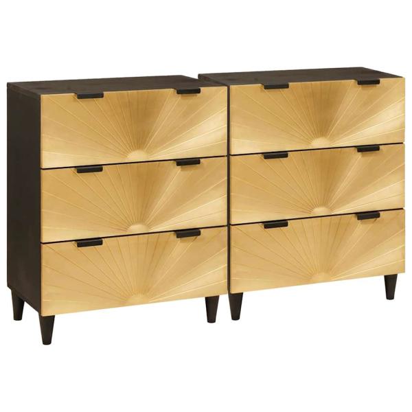 ARDEBO.de - Sideboard 2 pcs Schwarz und Gold 60 x 33 x 75 cm