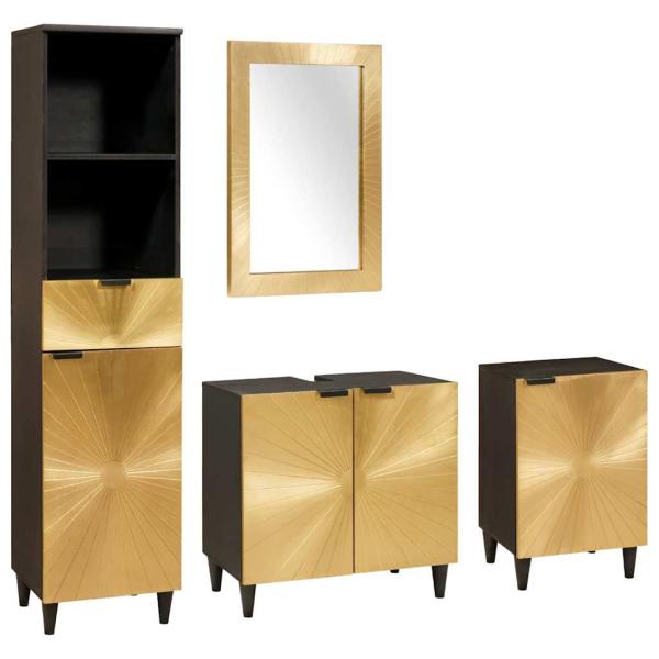 ARDEBO.de - Badezimmermöbel-Sets 4 pcs Schwarz und Gold 38 x 33 x 160 cm
