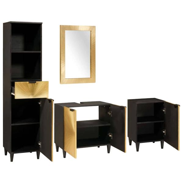 Badezimmermöbel-Sets 4 pcs Schwarz und Gold 38 x 33 x 160 cm