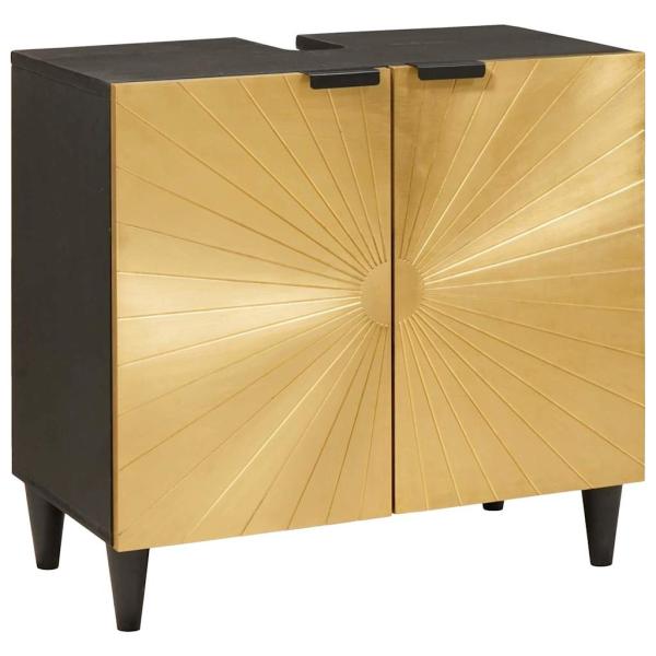 Badezimmermöbel-Sets 4 pcs Schwarz und Gold 38 x 33 x 160 cm