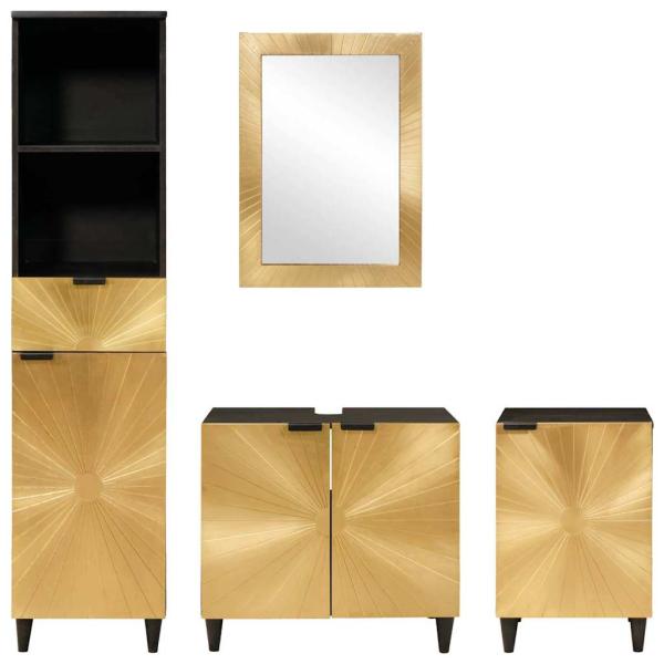 Badezimmermöbel-Sets 4 pcs Schwarz und Gold 38 x 33 x 160 cm