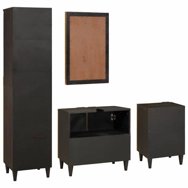 Badezimmermöbel-Sets 4 pcs Schwarz und Gold 38 x 33 x 160 cm