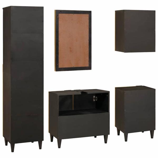 Badezimmermöbel-Sets 5 pcs Schwarz und Gold 38 x 33 x 160 cm
