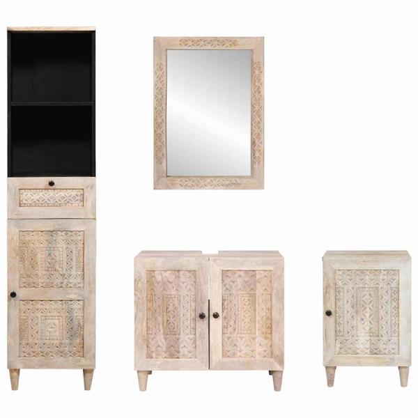 Badezimmermöbel Set mit Schubladen 4 pcs Weiß 38 x 33 x 160 cm
