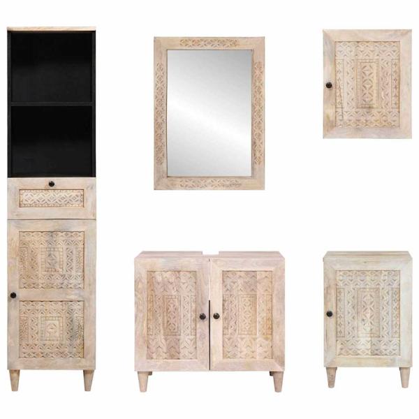Badezimmermöbel Set mit Schubladen 5 pcs Weiß 38 x 33 x 160 cm