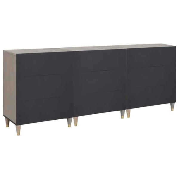 Badezimmermöbel Set Floral 3 pcs Grau und Gold 180 x 33 x 75 cm