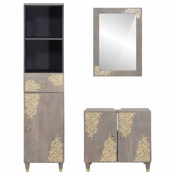 Badezimmermöbel Set mit Schubladen 3 pcs Grau 62 x 33 x 58 cm