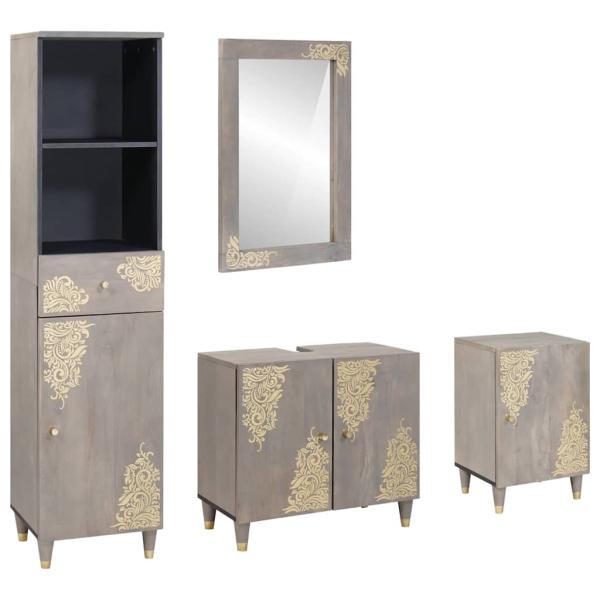 ARDEBO.de - Badezimmermöbel Set mit Schubladen 4 pcs Grau 62 x 33 x 58 cm