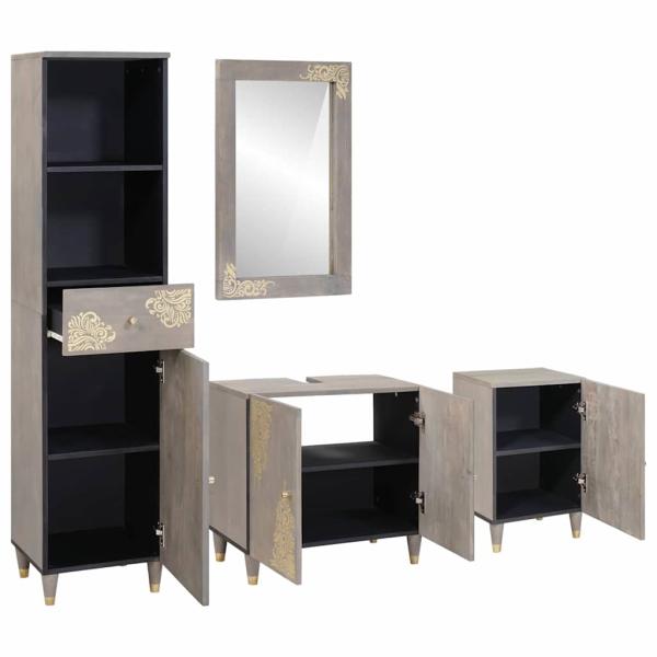 Badezimmermöbel Set mit Schubladen 4 pcs Grau 62 x 33 x 58 cm