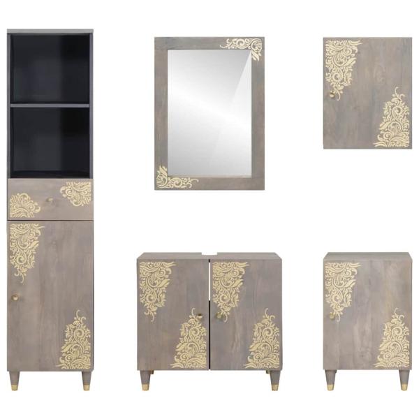 Badezimmerschrank-Set 5 stk. Grau 62 x 33 x 58 cm