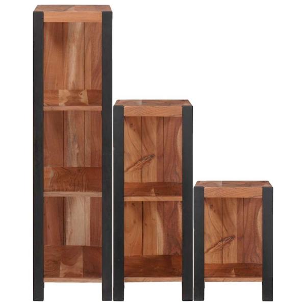 Bücherregal 3 pcs Braun 50 x 30 x 110 cm Massivholz Akazie