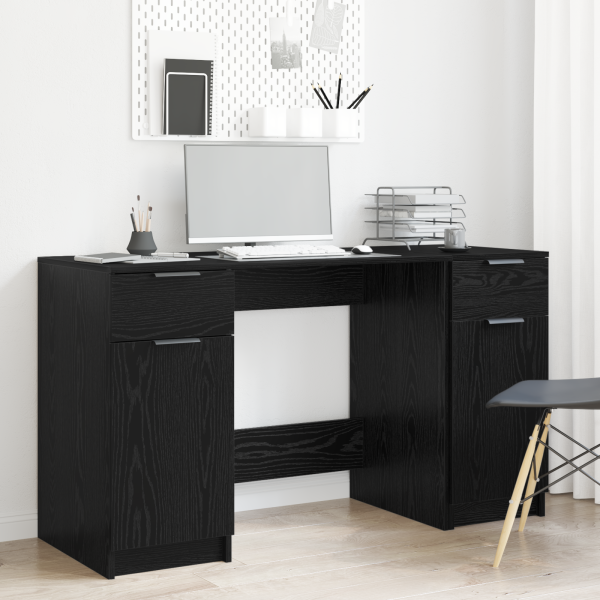 Schreibtisch mit Speicher Schwarz Eichen-Optik 133 x 50 x 75 cm