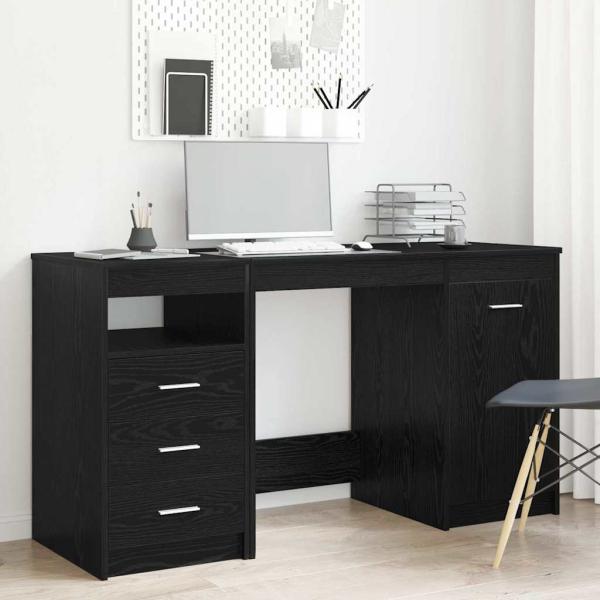 ARDEBO.de - Schreibtisch Schwarze Eiche 140 x 50 x 76 cm Holzwerkstoff