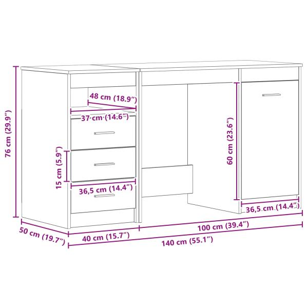 Schreibtisch 2 pcs Schwarz Eichen-Optik 140 x 50 x 76 cm