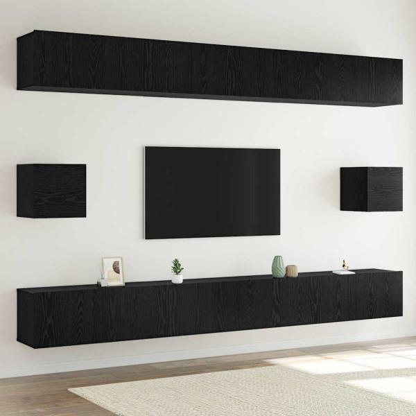 ARDEBO.de - TV-Schrank-Set 8 pcs Schwarze Eiche 100 x 30 x 30 cm