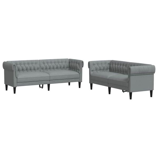 Sofa Set 2 pcs Hellgrau Stoff