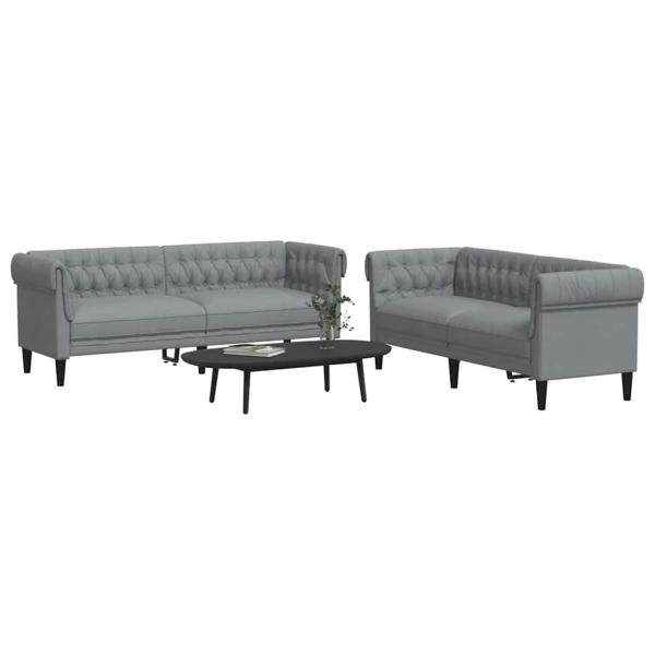 Sofa Set 2 pcs Hellgrau Stoff