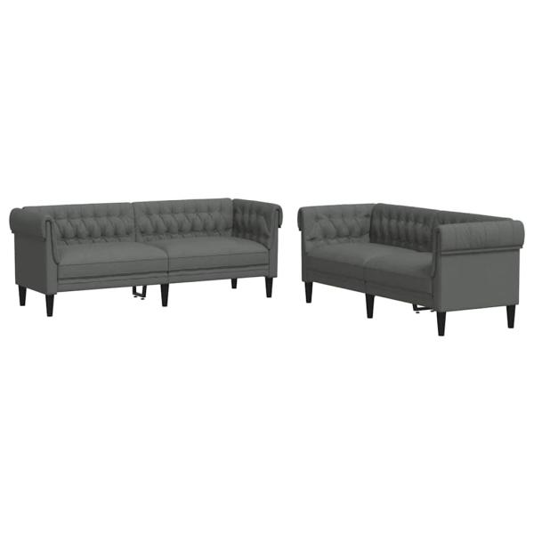 Sofa Set 2 pcs Dunkelgrau Stoff