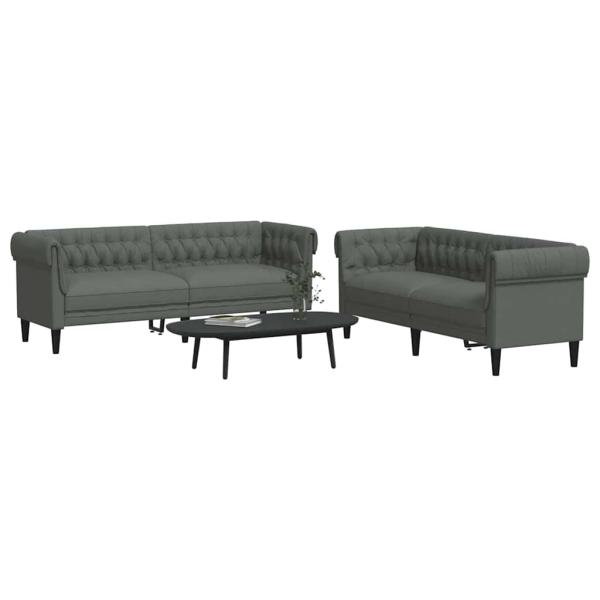 Sofa Set 2 pcs Dunkelgrau Stoff