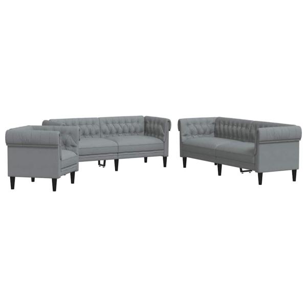 Sofa Set 3 pcs Hellgrau Stoff