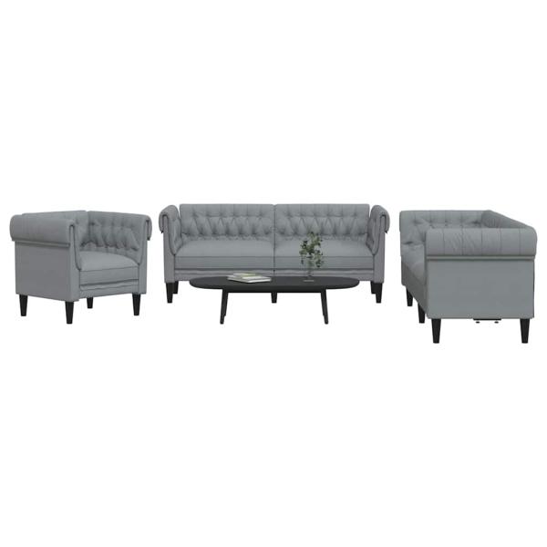 Sofa Set 3 pcs Hellgrau Stoff