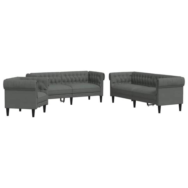 Sofa Set 3 pcs Dunkelgrau Stoff