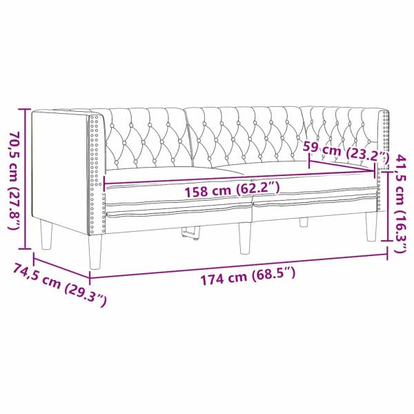 Sofa Set 3 pcs Schwarz 194 x 74.5 x 70.5 cm Kunstleder