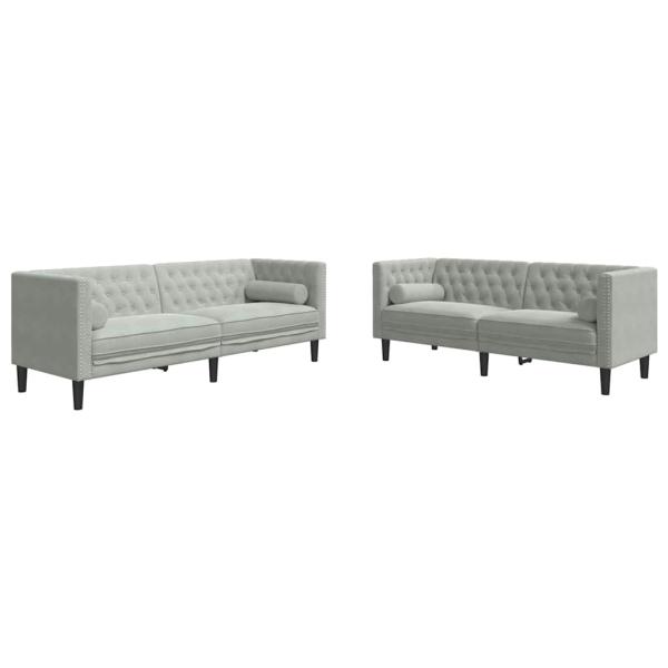 Sofa Set 2 pcs Hellgrau Samt