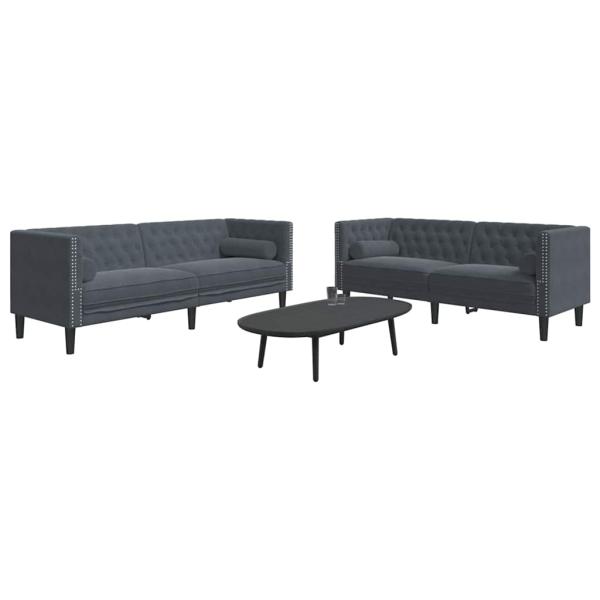Sofa Set 2 pcs Dunkelgrau Samt