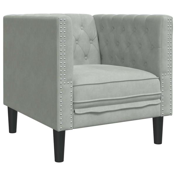 Sofa Set 3 pcs Hellgrau Samt