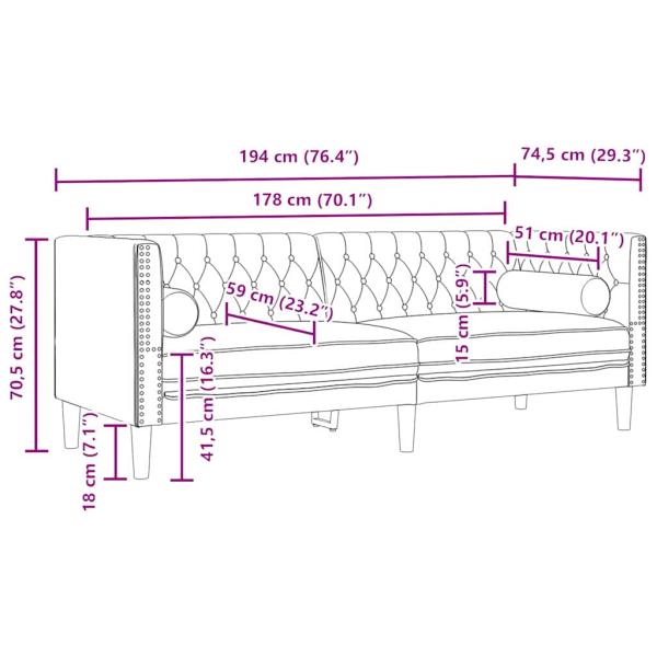 Sofa Set 3 pcs Hellgrau Samt