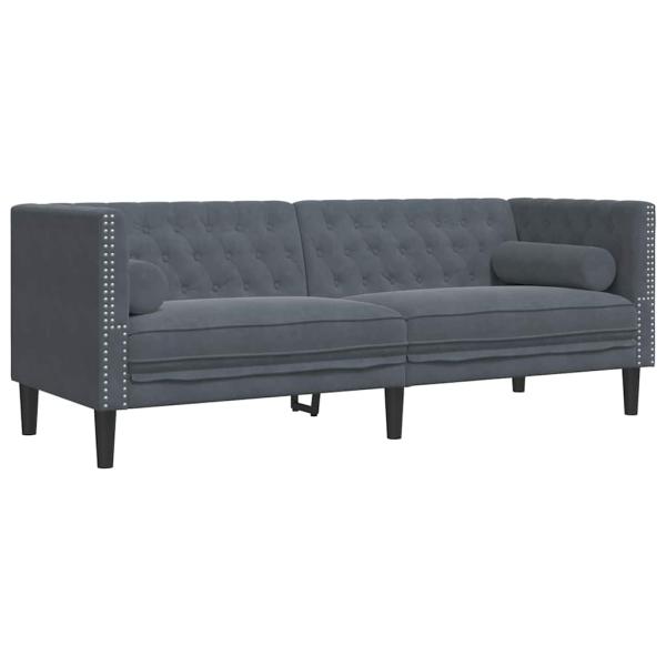 Sofa Set 3 pcs Dunkelgrau Samt