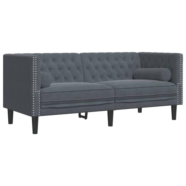 Sofa Set 3 pcs Dunkelgrau Samt