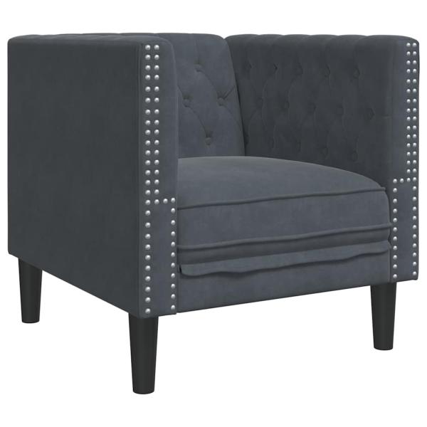 Sofa Set 3 pcs Dunkelgrau Samt