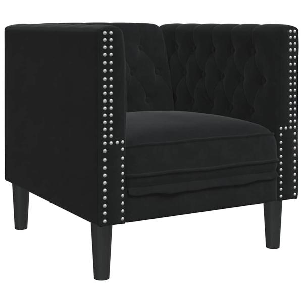Sofa Set 3 pcs Schwarz Samt