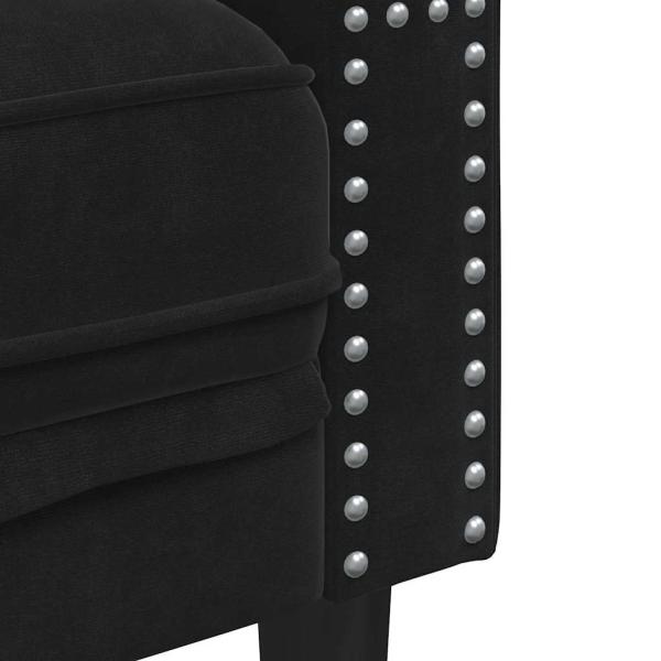 Sofa Set 3 pcs Schwarz Samt